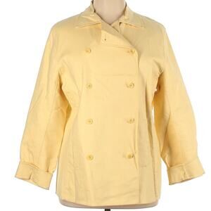 Eileen Fisher Buttercup Yellow Cotton Blend Stretch Double Breasted Jacket Sz XL